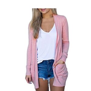 Blush Pink Staccato Open Front Cardigan